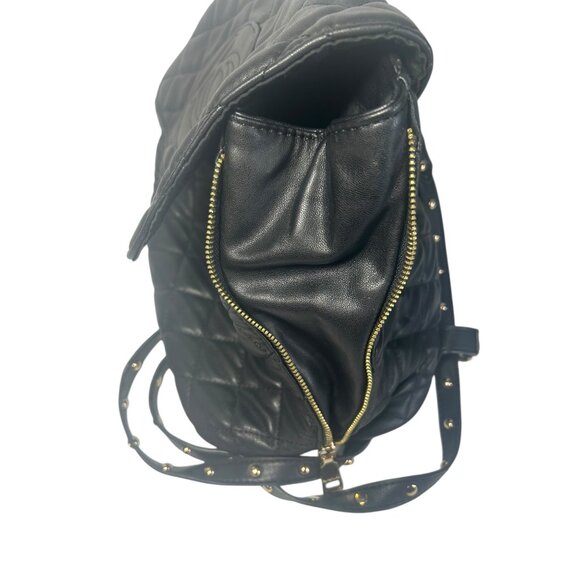Bebe Los Angeles Back Pack Black Quilted Side Zip Purse - Picture 6 of 14